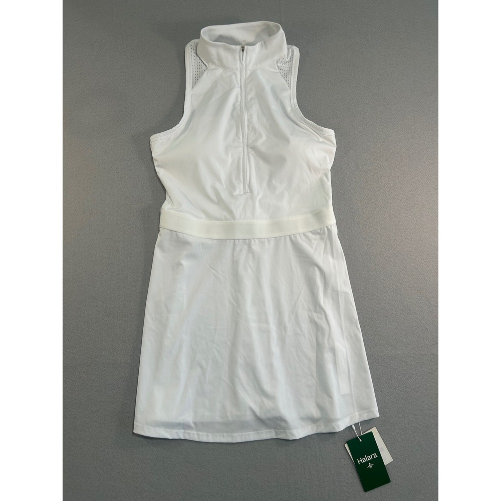 Halara Dress Women Small White Quarter Zip Mesh Racerback Activewear Tennis NWT